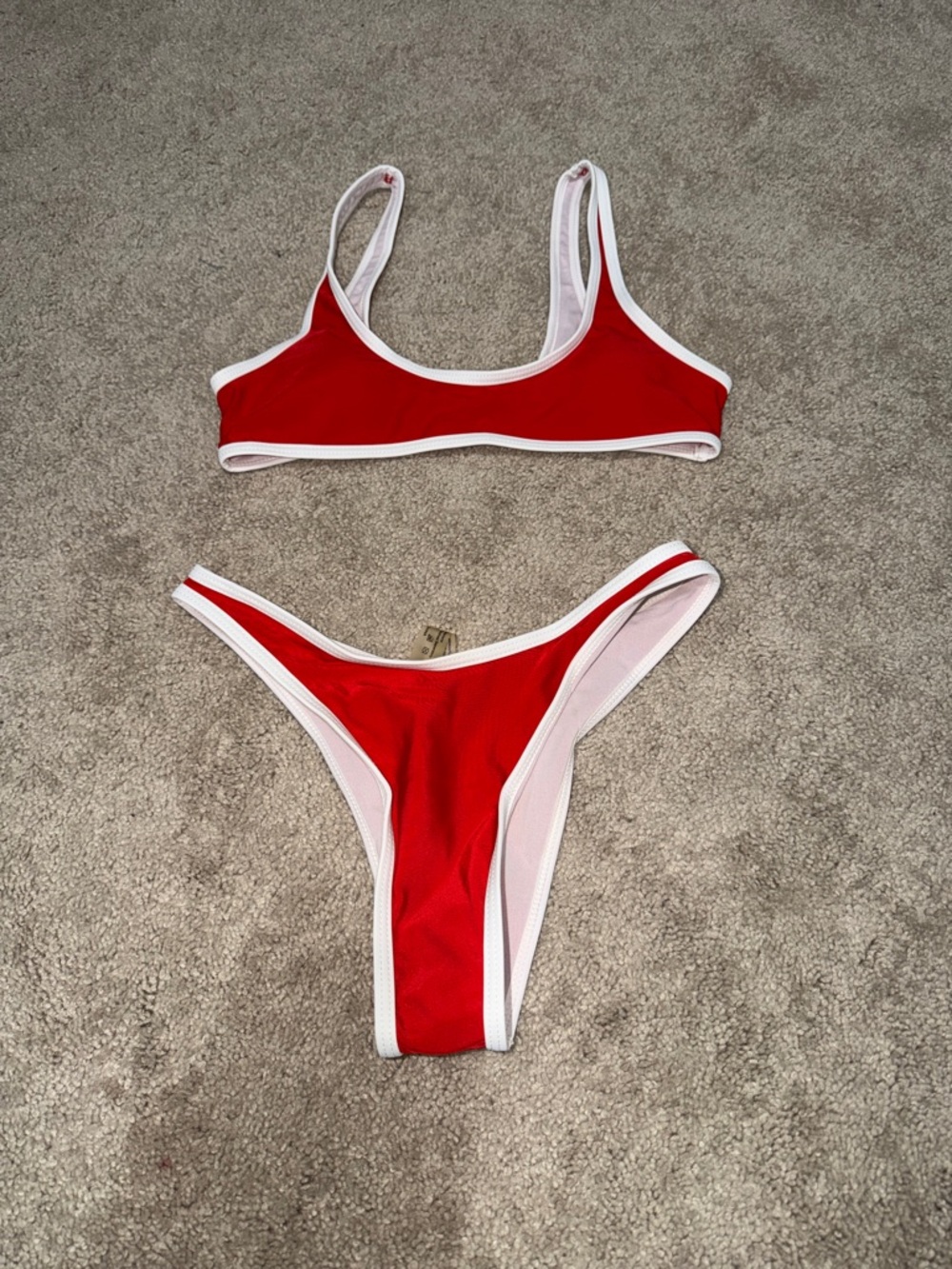 Red Contrast-Trim Bikini Set - Women's Swim